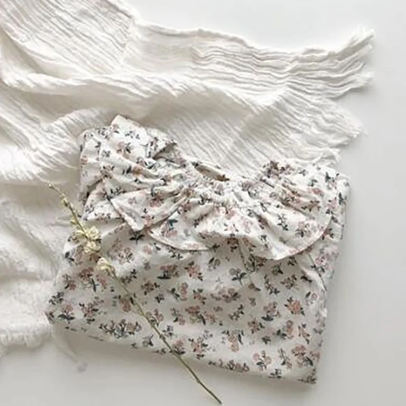 

MILANCEL 2021 Spring New Baby Girls Clothing Set Baby Blouse and Shorts 2 Pcs Baby Floral Suit Peter Pan Collar Baby Blouse