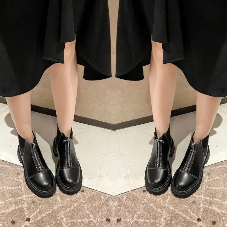 

Women's shoes fashion thick soled boots women's short boots round head luxury designer zipper rock ankle women's winter boots