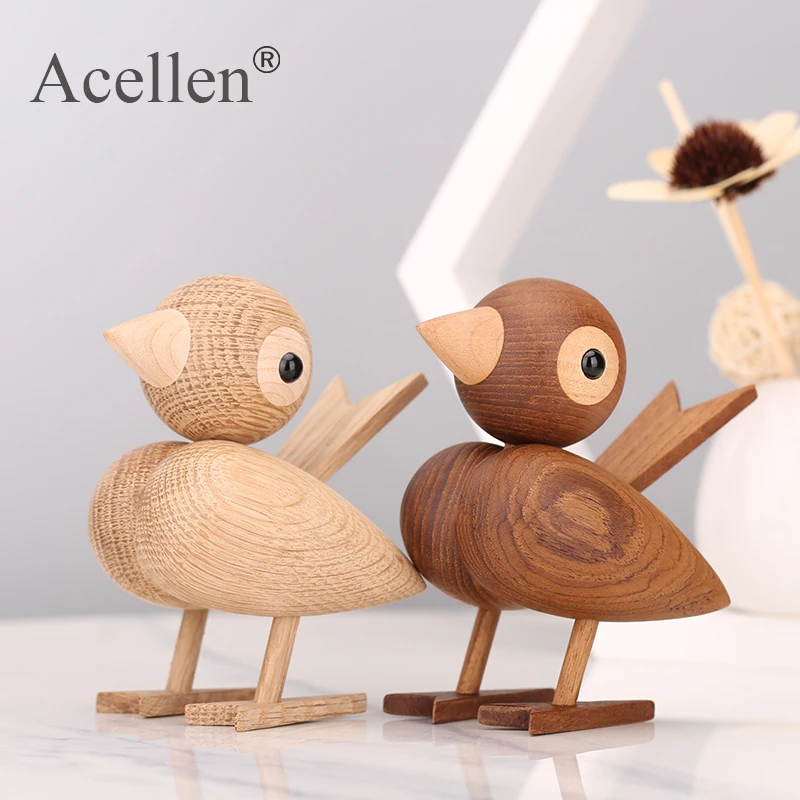 Деревянная модель воробей аксессуары для домашнего декора украшения фигурки