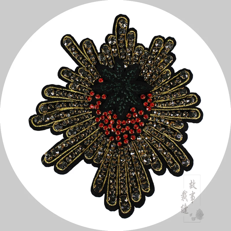 

16x18.5CM beaded embroidery patch strawberry flower cartoon patches for hats bag badges applique patches for clothing EQ-2927
