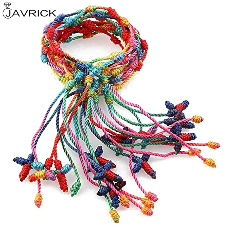 12 шт. Тибетский браслет из красного шнура Регулируемый Каббала 7 узел нить крест