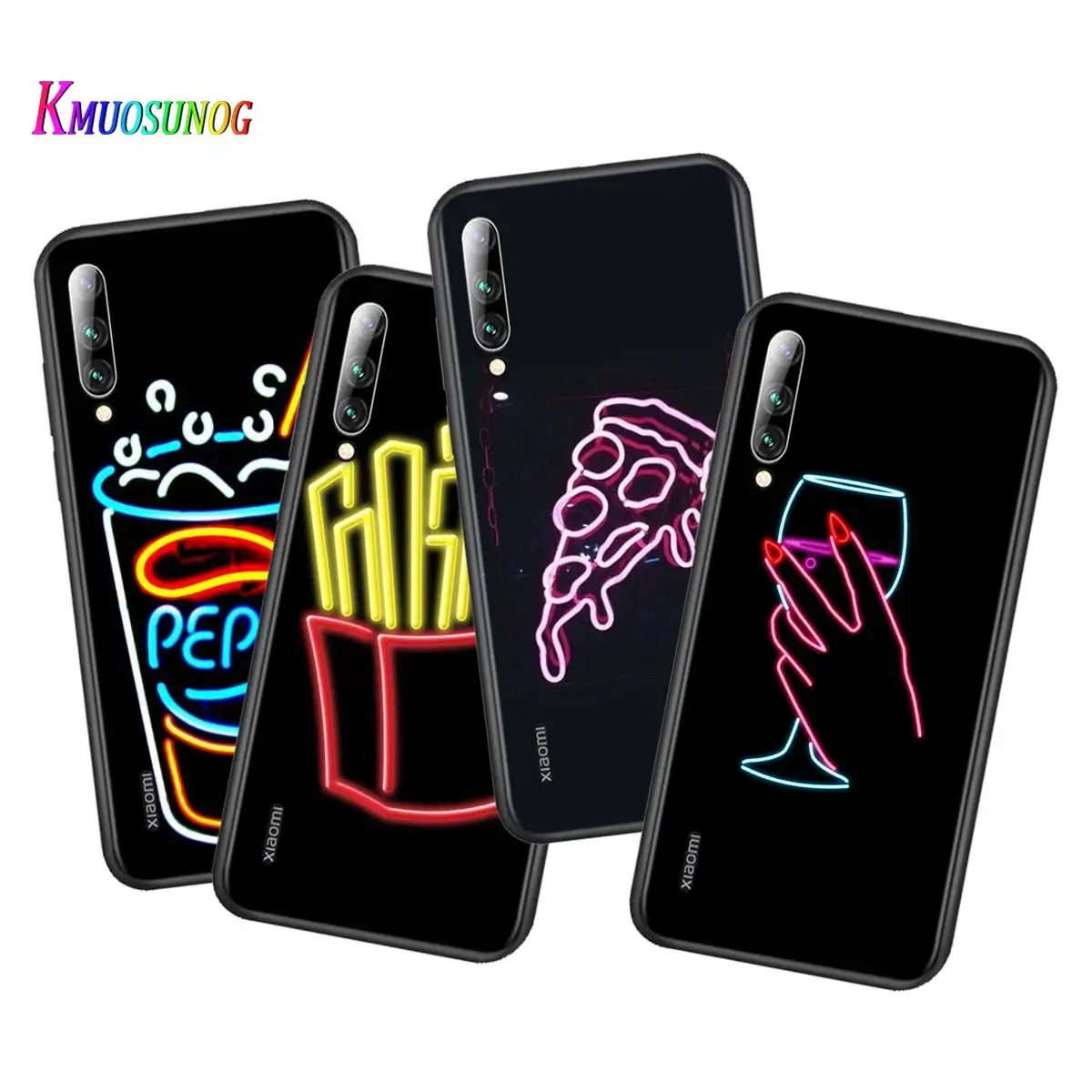 

Silicone Cover Fluorescent Food for Xiaomi Mi 10 9T CC9 Pro Note 10 9 SE 8 A3 A2 A1 Lite Play Mix 3 Black Phone Case