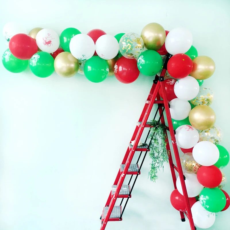 

81pcs/set Cartoon Elk Red Green Latex Balloon Set DIY Confetti Ballons Merry Christmas Party Happy New Year Home Garden Decor