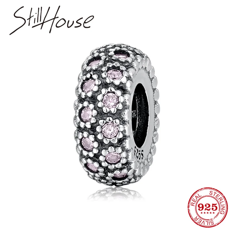 Новые искусственные серебряные бусины-разделители в виде цветка с розовым