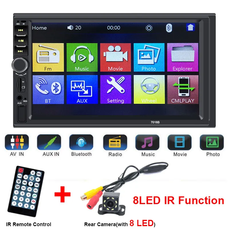 C--Player IR8LED Мультимедийная Автомобильная магнитола 2 Din Центральная мультимидия камера заднего вида 2Din 7 ''сенсорный экран Bluetooth музыкальный проигрыватель Авторадио - Цвет: C--Player IR8LED