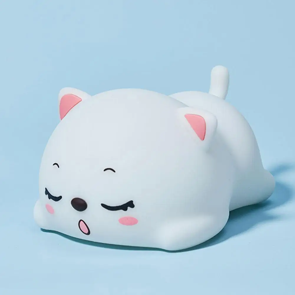 

USB Cute Pat Baby Night Light Cat Silicone Kids Animal Baby Bedroom Bedside Remote With Control For Kids Sensor Gift Lamp U0N7