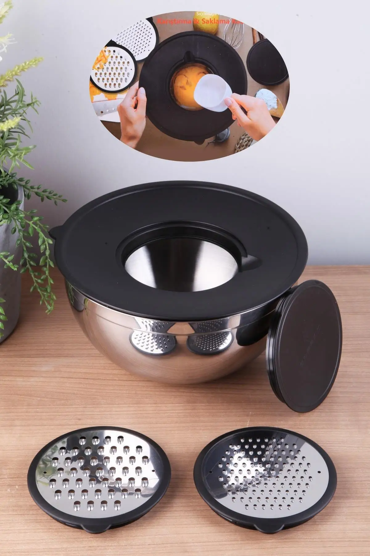 

5 piece Grater With Bracket Mixing Storage Set