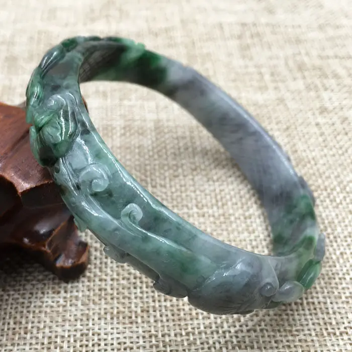 A-267 красивый ручной работы изумрудно-зеленый жадеит нефрит браслет из