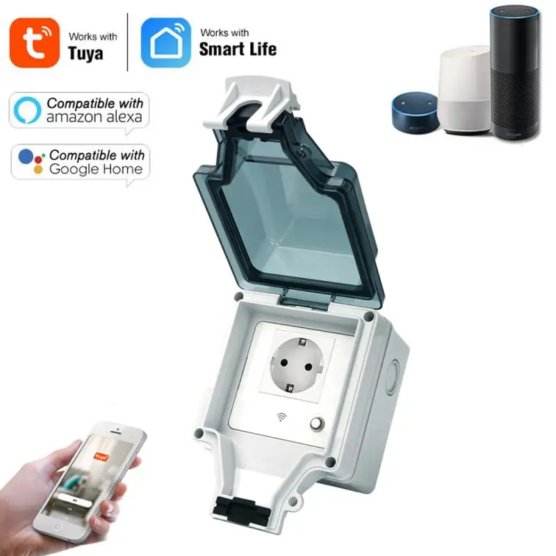 

Tuya IP66 Waterproof Wifi Smart Socket Switch UK/US/FR/IL/EU Multiple Version Wifi Socket Work With Alexa Google Home Smart Life
