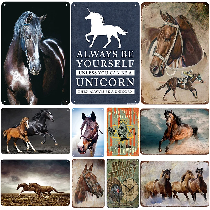 

Horse Plaque Metal Vintage Tin Sign Pin Up Shabby Chic Decor Metal Signs Vintage Bar Decoration Metal Poster Pub Metal Plate