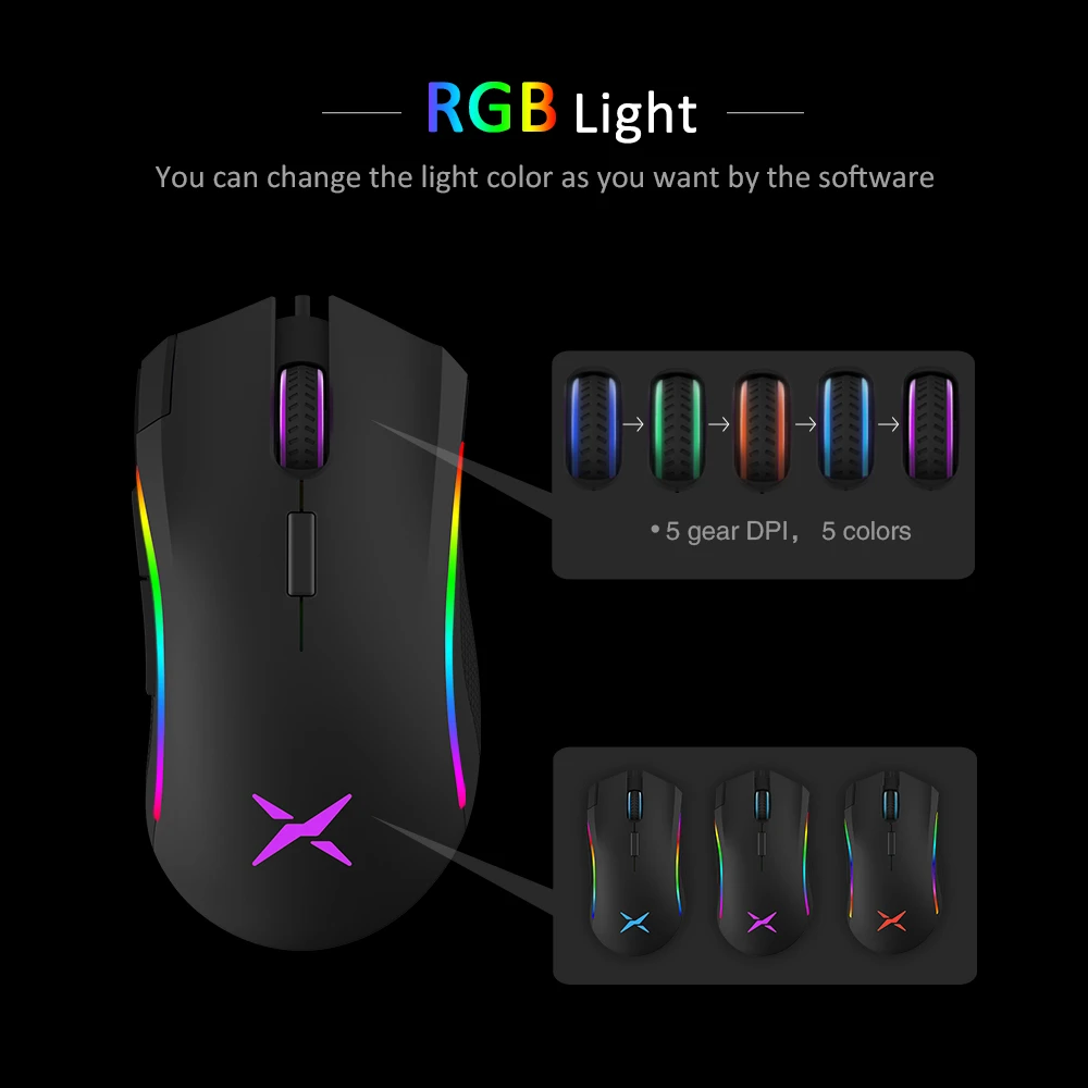 

Delux M625 Wired Mouse RGB USB Optical Gamer Mause 4000DPI Gaming Ergonomic Office Mice With LED Backlit For PC Laptop Desktop