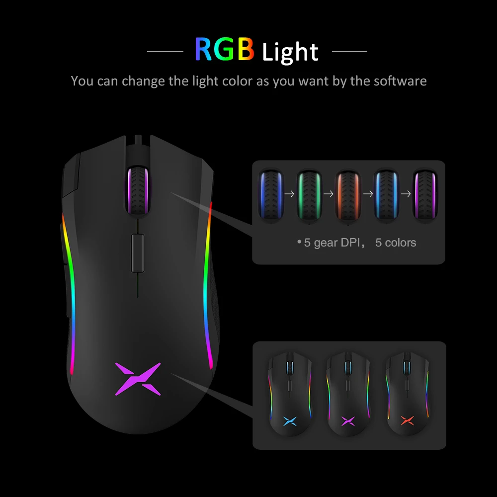 Мышь Компьютерная проводная 4000DPI RGB-подсветка | Компьютеры и офис