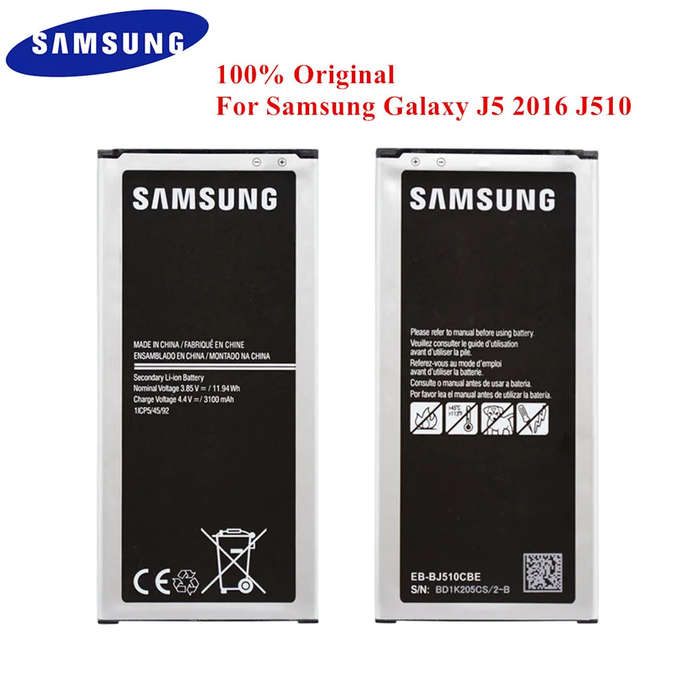 Аккумулятор для Samsung Galaxy J5 2016 Edition 100% оригинальный аккумулятор J510 EB BJ510CBE J510FN J510G J510Y