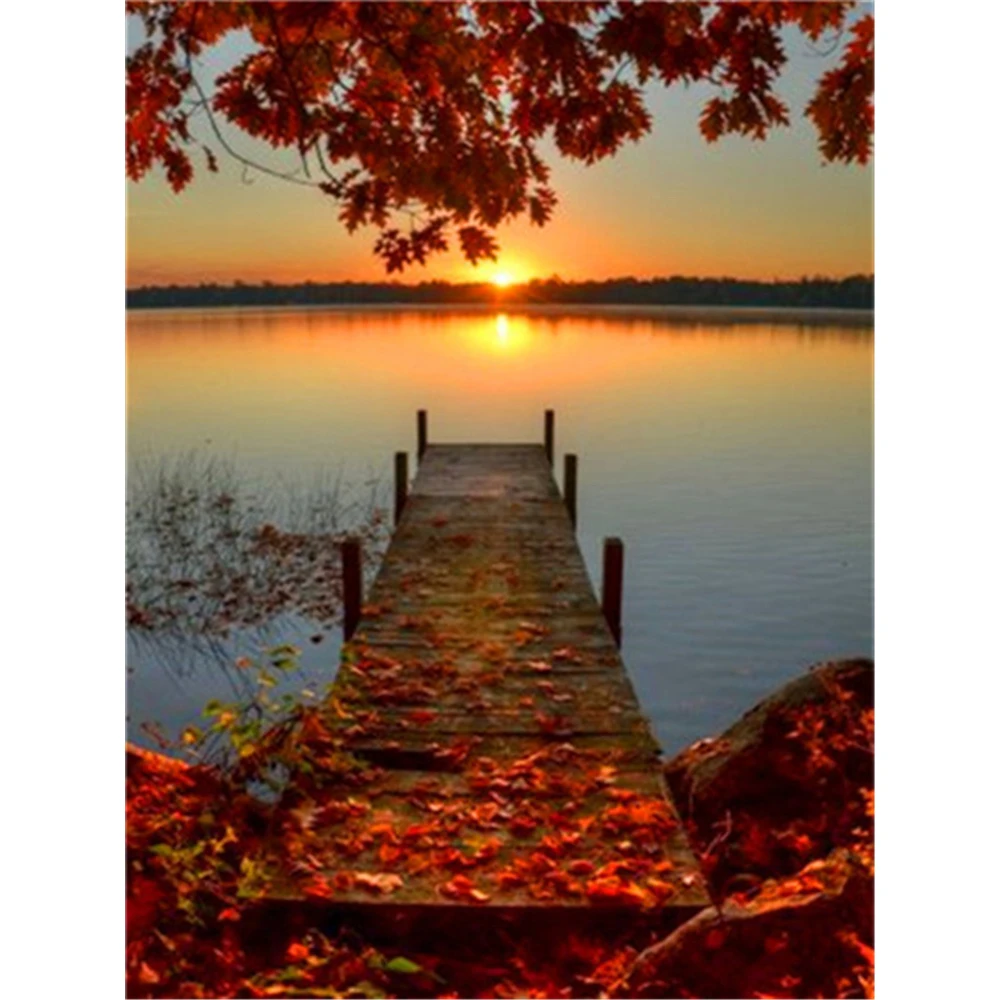 

Пейзаж Закат Сделай Сам 5D полная Алмазная мозаика Алмазная вышивка алмазная живопись полный комплект домашний Декор Рождественский Подаро...