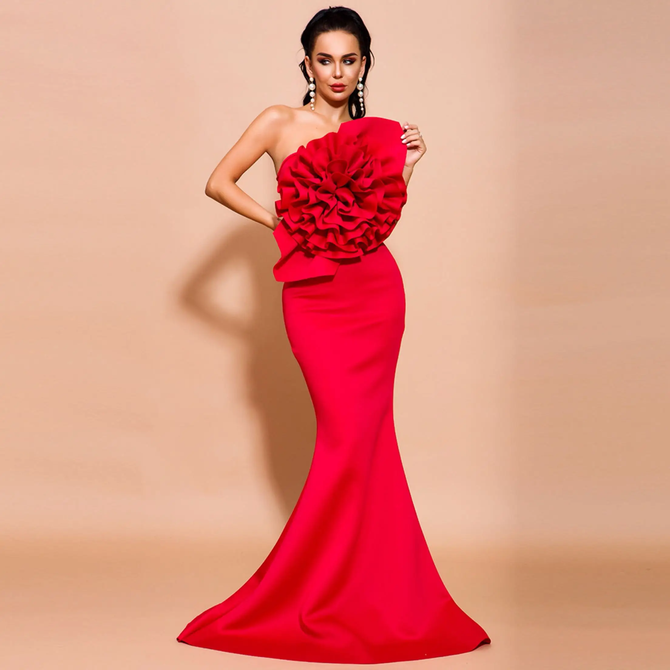 

Off Shoulder Flower Dresses Female Solid Color Maxi Dress for women sexy