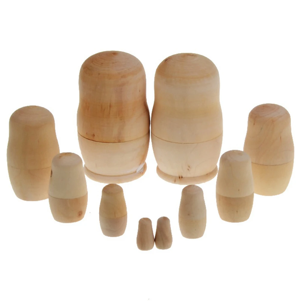 

5Pcs/Set Child Matryoshka Wood Wooden Russian Blank Unpainted Nesting Dolls Ma Kids Matryoshka Toys