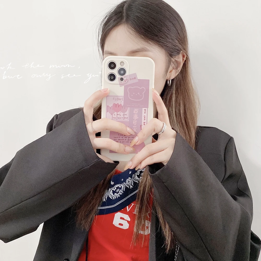 

Retro Chocolate Cartoon Bear Art Phone Case For iPhone 11 12 Pro Max XS XR X 8 7 Plus SE 2020 Soft Silicone Back Cover Coque