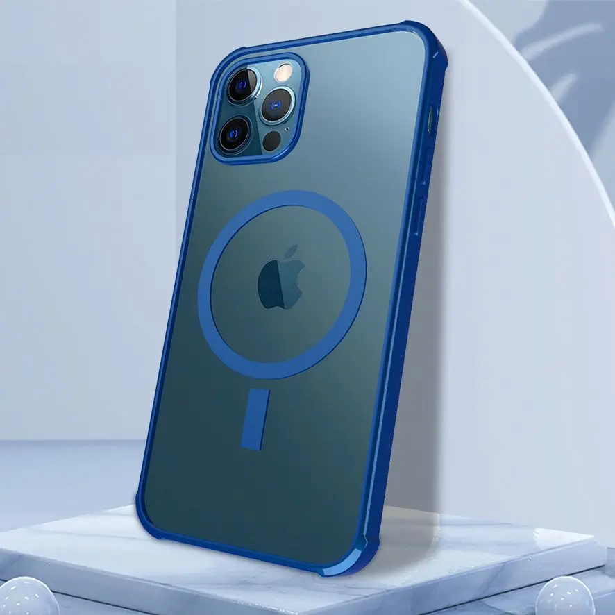 

Прозрачный Магнитный безопасный гальванический силиконовый чехол с рамкой для телефона iPhone 12 11 Pro Max Mini с поддержкой беспроводной зарядки ...