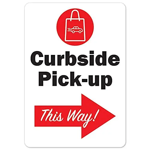 

Curbside Pick-Up This Way Right Arrow Metal Wall Poster Tin Sign Vintage BBQ Restaurant Dinner Room Cafe Shop Decor