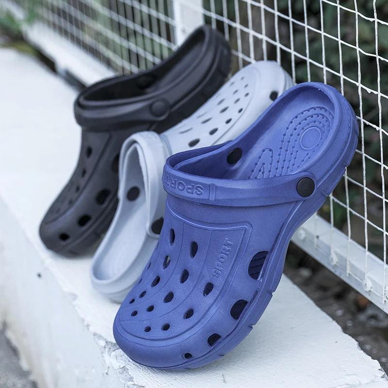 Унисекс хорошее качество 2020 мужские сандалии обувь с прорезями резиновые сабо