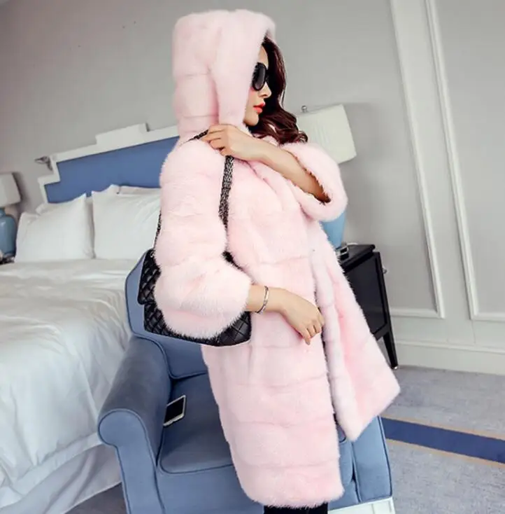 

Размера плюс 3XL зимние женские пальто из искусственного меха, утепленная обувь на теплом меху длинная куртка с капюшоном, пальто свободного ...