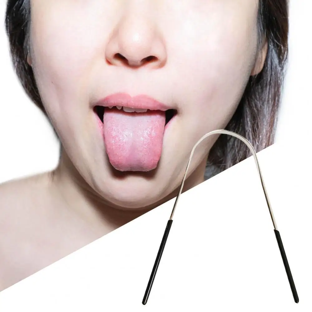 

60% Hot Sale Tongue Cleaner Lightweight Remove Food Residues Stainless Steel Oral Care Mouth Scraper for Women
