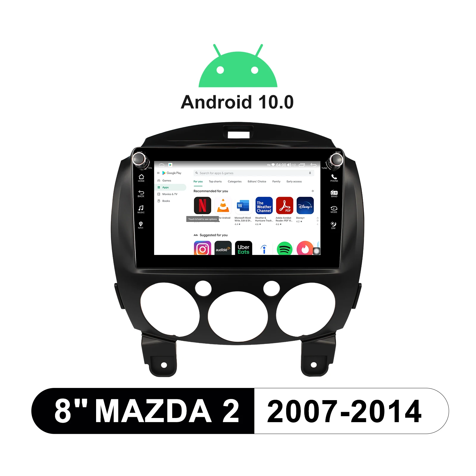 

Car Dvd Player Android Auto GPS Navigation Steering Wheel 8 Inch Android 10.0 1280*720 IPS Octo Core For Mazda 2 2007-2014