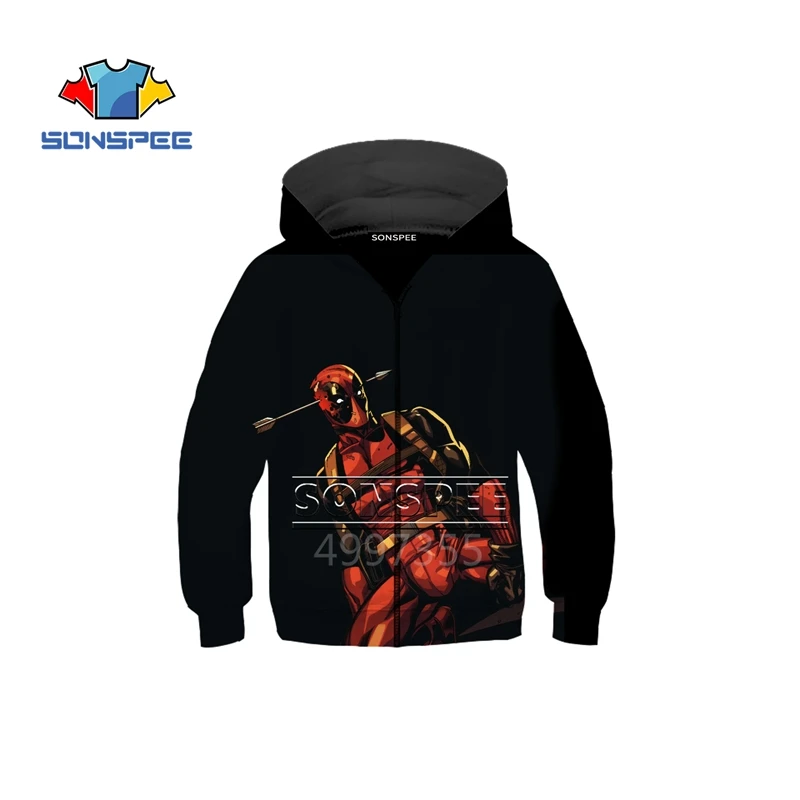 SONSPEE/толстовка с 3D принтом Дэдпул супергероев Marvel 2; повседневные толстовки для мальчиков и девочек-подростков; уличная толстовка с капюшоном; забавная одежда; Z15
