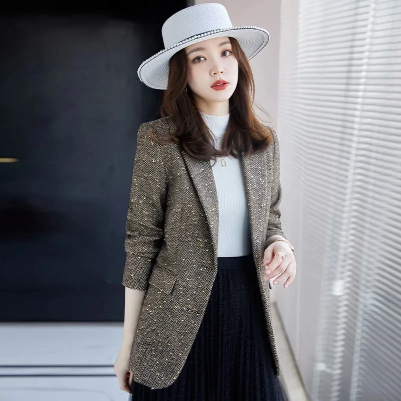 Блестящие блейзеры высокого качества корейская мода Женский однотонный