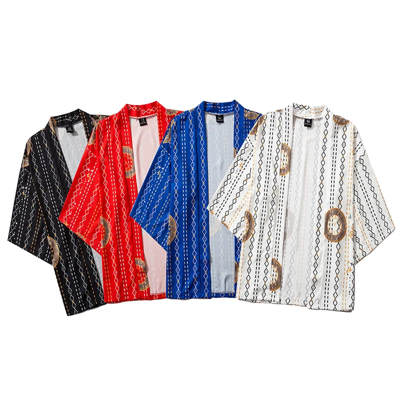 

Летняя Японская уличная одежда, мужское пляжное кимоно, кардиган, косплей-рубашка, рубашка для мужчин, унисекс, японские кимоно юката