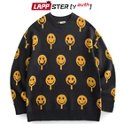 LAPPSTER-Молодежные мужские пуловеры в стиле Харадзюку с улыбающимся лицом 2022 мужские Японская уличная одежда винтажные свитеры мужской оверсайз кавайный свитер