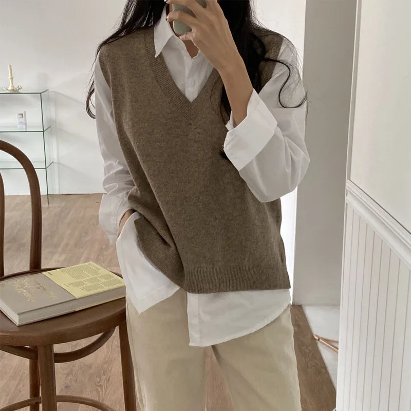 

Korean Chic Simple and Versatile Design Non-mainstream Solid Color Loose Casual Shirt Female Temperament Long Sleeve Shirt Top