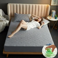 1pcs waterproof bed cover king size sheet breathable soft mattress cover embossed quilted king mattress protector fitted sheet