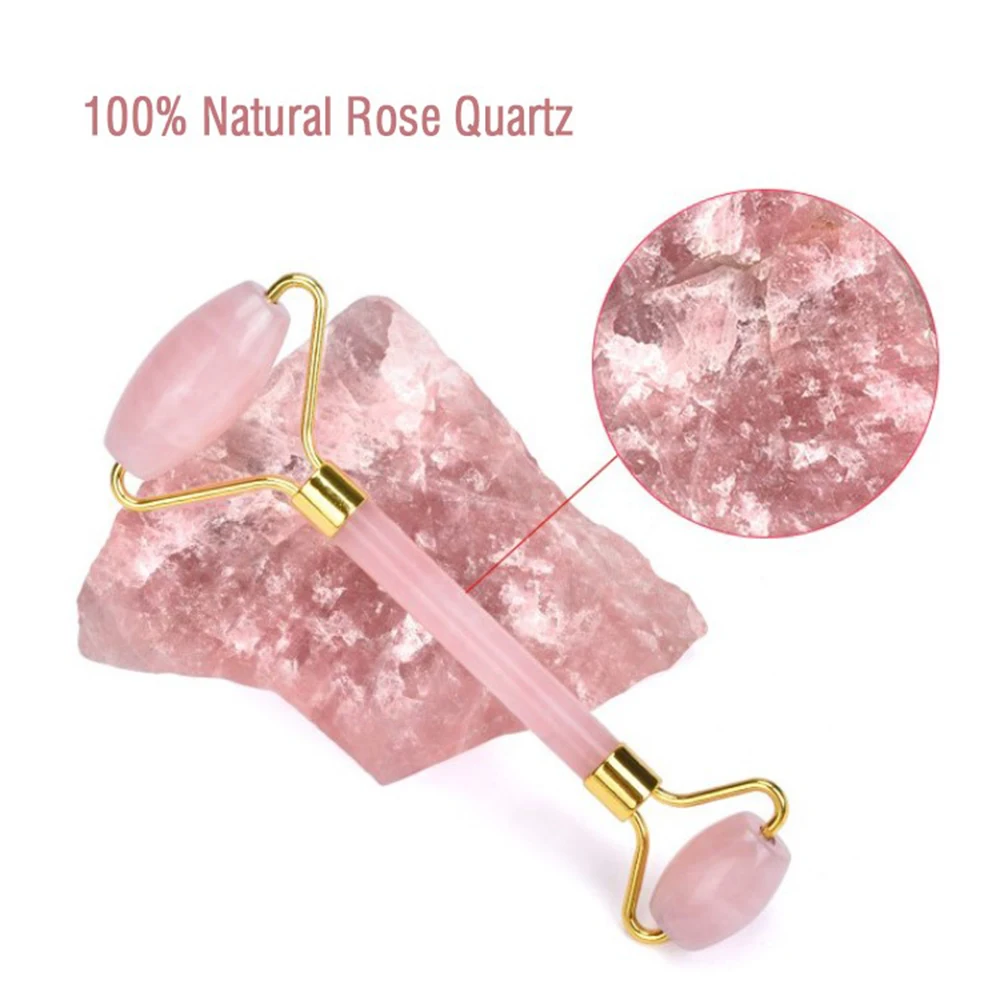 5 шт./лот натуральный розовый кристалл кварца уход за кожей лица ролик глаз лицом
