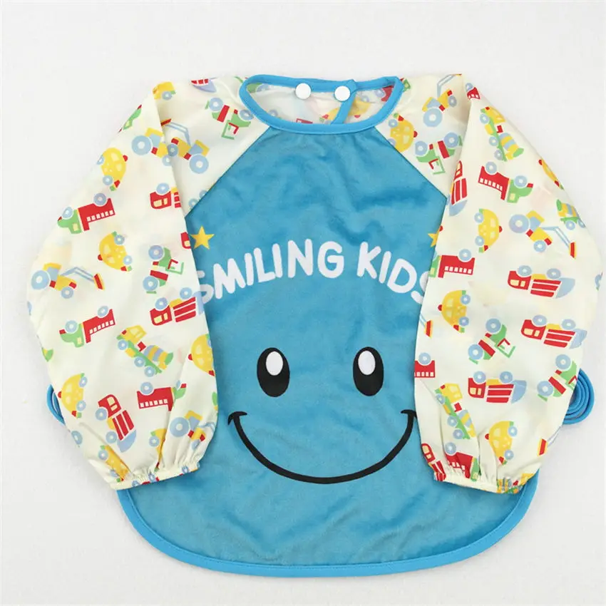 

Cute Cartoon Baby Bibs Waterproof Infant Eating Bib with Pocket Children Drawing Long Sleeve Apron Kids Burp Cloth Baby Stuff