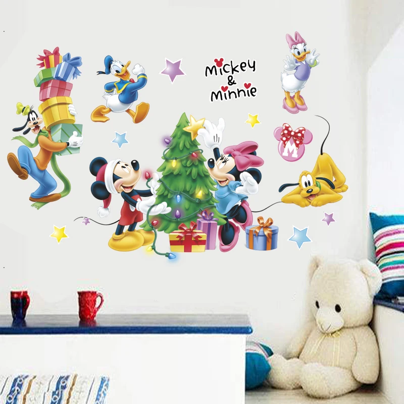 

disney mickey minnie duck goofy wall decals kids rooms home decor cartoon christmas wall stickers pvc mural art diy posters