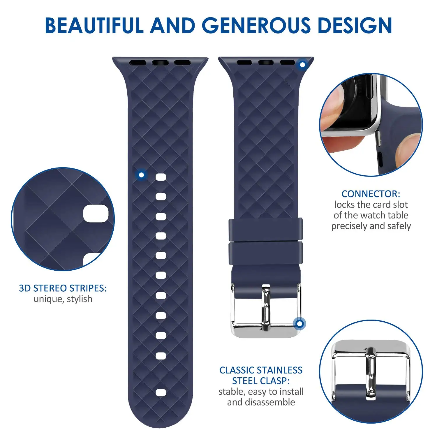 Силиконовый ремешок для Apple watch band 44 мм 40 браслет iwatch 38 42 с ромбовидным узором series 3