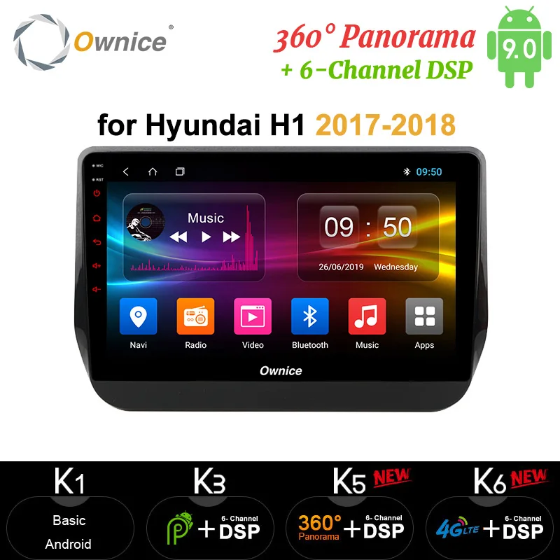 Ownice 9 &quotAndroid 0 автомобильное радио DVD carplay 4G + 64G GPS DSP LTE SPDIF 360 панорама для Hyundai H1 Grand
