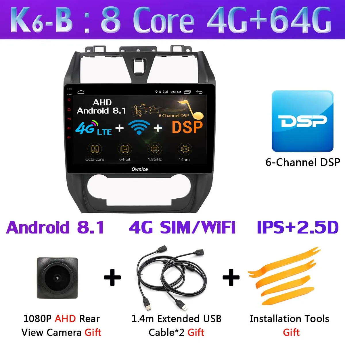 K6-B Ownice 10," K1 K3 K5 K6 автомобильный dvd-плеер для Geely Emgrand EC7 EC715 EC7-RV EC718 2012- радио gps CarPlay DSP 360 ° панорамный - Цвет: K6-B