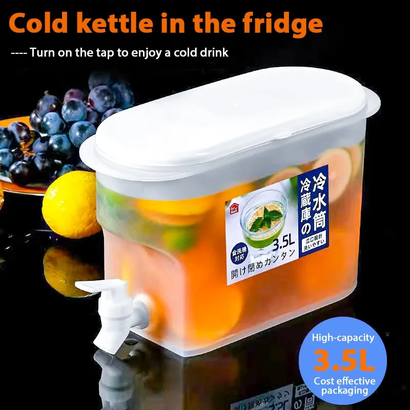 

3500ml Refrigerator Kettle Home Kitchen with Faucet Cold Water Bottle Kettle Teapot Lemon Juice Pot Kitchen Drinkware Container