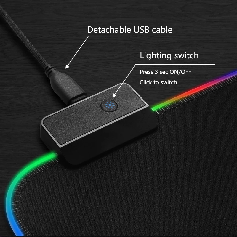 HECULAS RGB Led подсветка игровой коврик для мыши 80x30 см Большой размер резиновая основа мягкий коврик для мыши Противоскользящий коврик для мыши с блокирующим краем