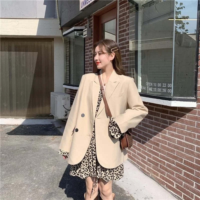 

Blazers Women Chic Retro Solid Elegant Loose Fashion Streetwear All-match Ulzzang Office Lady Cool Lovely Simple Cozy Leisure