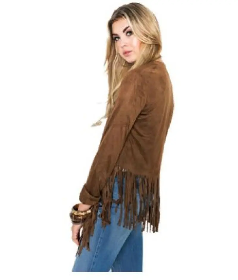 Байкерская куртка с бахромой Блейзер кардиган пальто верхняя одежда костюмы для