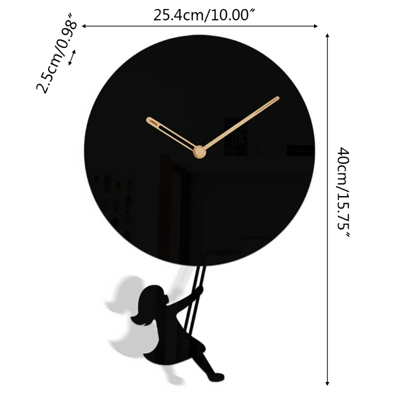 

10 Inch Swing Girl Wall Clock Acrylic Quartz Silent Clock for Living Room Bedroom Home Decoration Christmas Gift