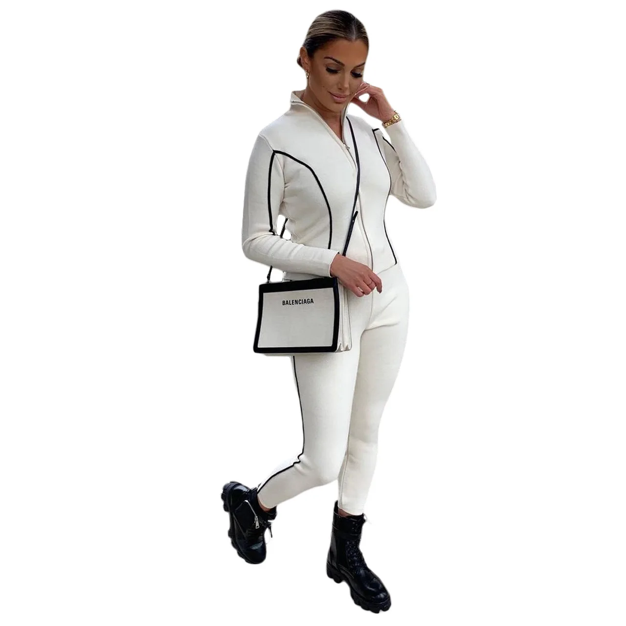 

2021 New Arrivals Women Solid Tracksuits Two Pieces Zipper Long Sleeves Coat + Pants Sports Sets Casual Sports Suits Real