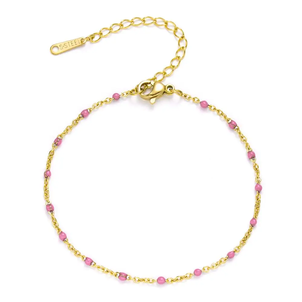 

Rinhoo Women Stainless Steel Chain Bracelets Bangles Charms Beaded Chain Bracelet Wedding Party Bracelets Fashion Jewelry Gift