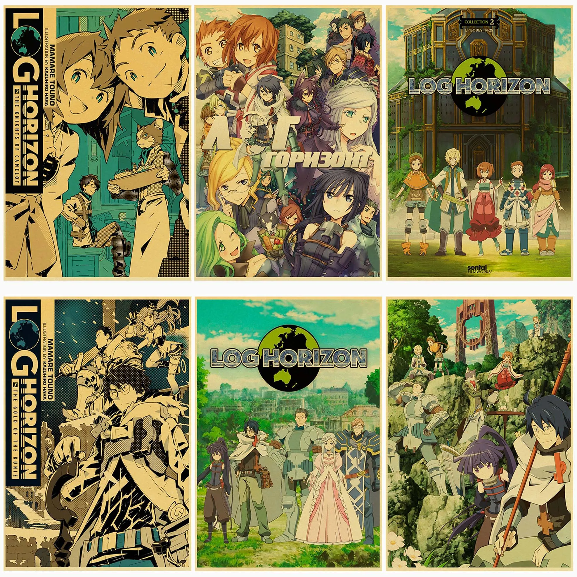 

Japanese anime Log Horizon retro style game poster children's room family wall decoration canvas painting wall stickers o515