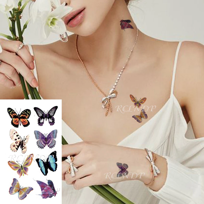 Waterproof Temporary Tattoo Sticker Beautiful Flower Rose Butterfly Bird Fake Tatto Flash Tatoo Wrist Foot Hand for Girl Women | Красота и