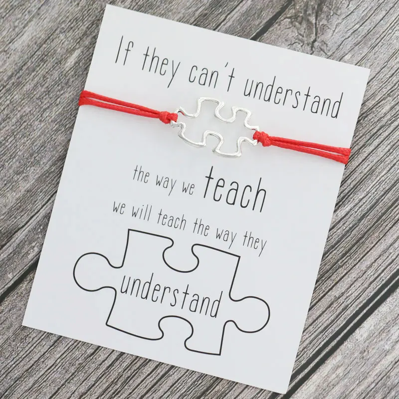 1 браслет с подвесками пазлами для женщин и мужчин подарок информирования об