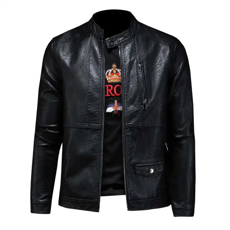 

New Men Autumn Jackets Fashion Casual Motorcycle PU Leather Jacket Men Faux Leather Jaqueta De Couro Masculina Leather Coat